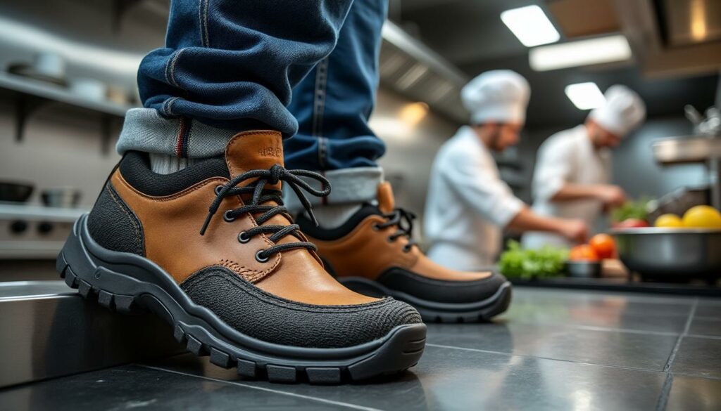 découvrez notre sélection de chaussures de sécurité en grande taille, idéales pour les chefs professionnels. alliant confort, légèreté et protection, ces chaussures sont un must-have pour travailler en toute sécurité dans la cuisine.