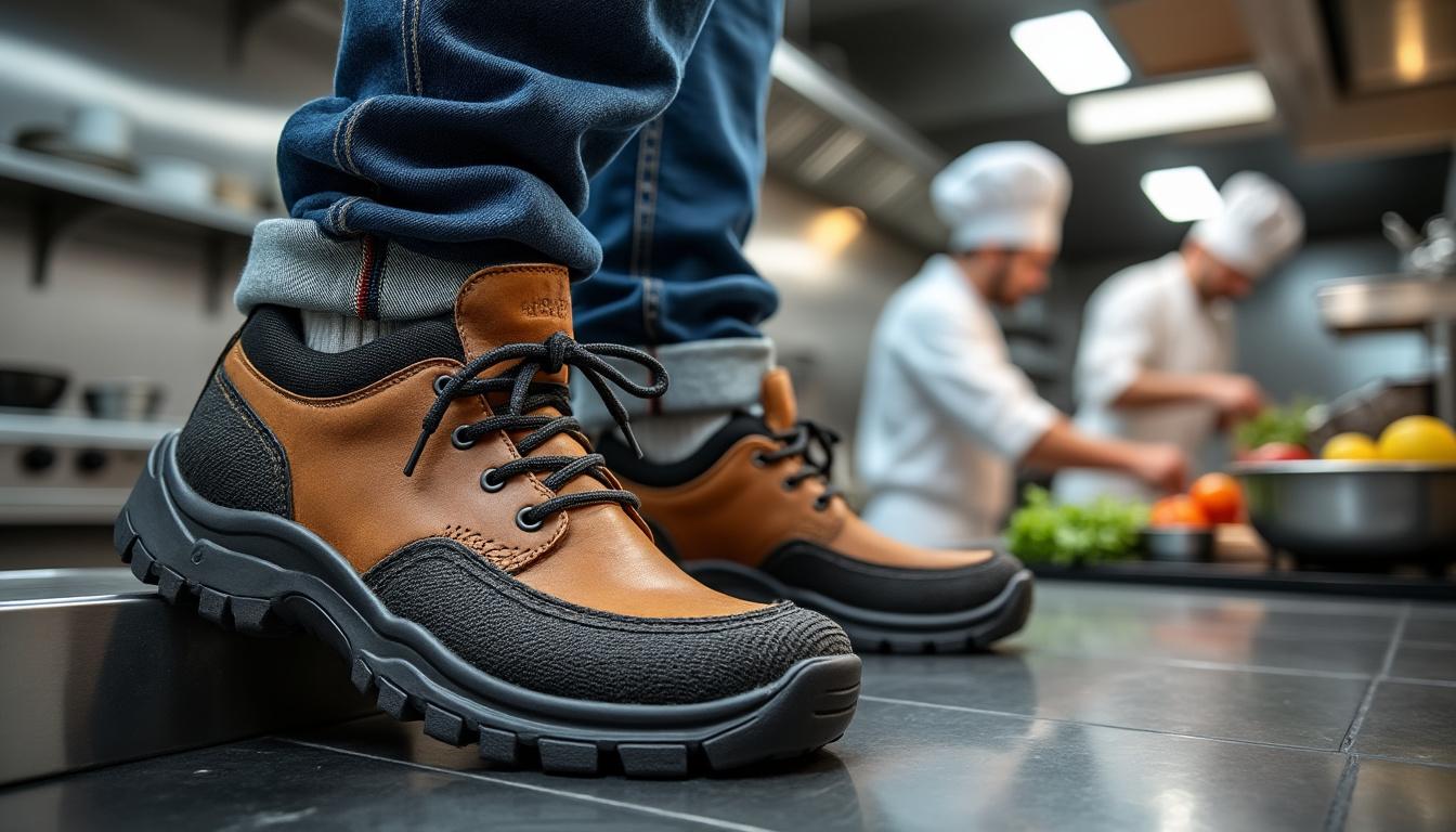 découvrez notre sélection de chaussures de sécurité en grande taille, idéales pour les chefs professionnels. alliant confort, légèreté et protection, ces chaussures sont un must-have pour travailler en toute sécurité dans la cuisine.