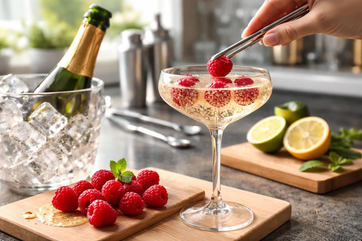 découvrez comment préparer facilement et rapidement un cocktail champagne et framboise, parfait pour impressionner vos invités en un rien de temps.