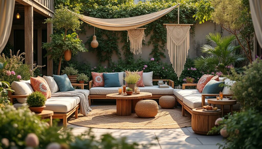 apportez une touche authentique et chaleureuse à votre jardin grâce à la décoration bohème extérieure. inspirations, astuces et conseils pour sublimer vos espaces verts au style bohème chic!