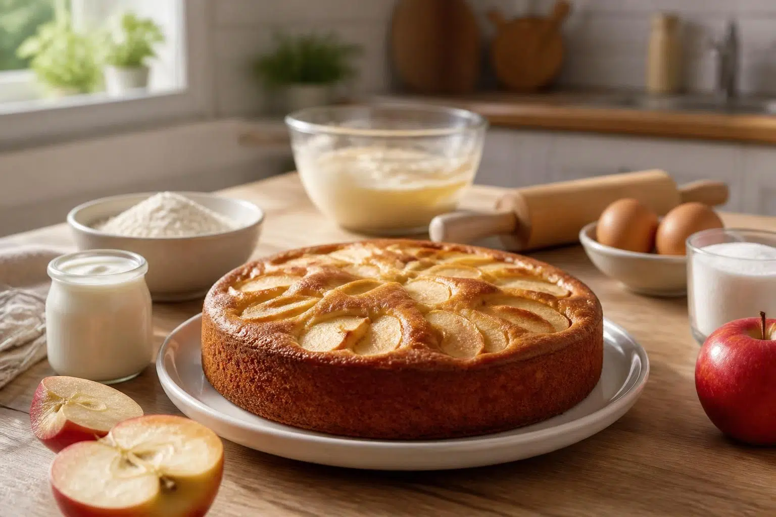 apprenez à préparer facilement un gâteau au yaourt aux pommes moelleux, parfait pour toutes les occasions. recette simple et rapide pour un dessert savoureux.