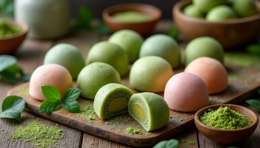 découvrez des recettes de mochi au matcha adaptées à toutes vos envies ! que vous aimiez le mochi sucré ou salé, explorez des variations créatives qui raviront vos papilles. faites du mochi au matcha un délice unique à chaque bouchée.