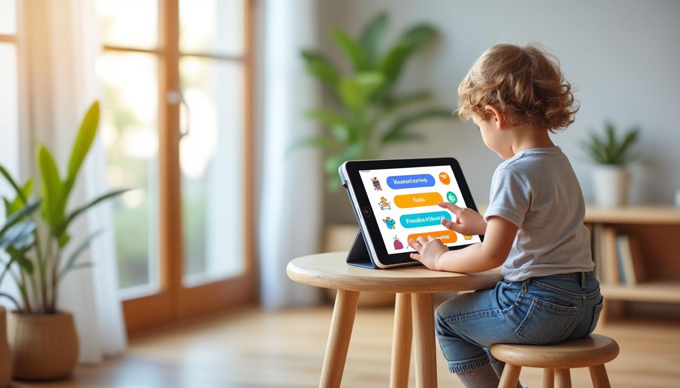 découvrez la tablette tactile enfant by gulli, équipée de la technologie kurio pour un apprentissage ludique et interactif des langues. idéale pour stimuler la curiosité et le développement des petits, elle allie jeux éducatifs et activités créatives pour un moment d'apprentissage agréable.