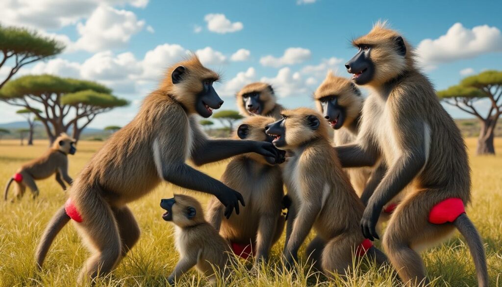 découvrez comment les babouins à cul rouge organisent leur vie sociale et gèrent la hiérarchie au sein de leurs groupes. un aperçu fascinant de leur dynamique de groupe et de leurs comportements collectifs.