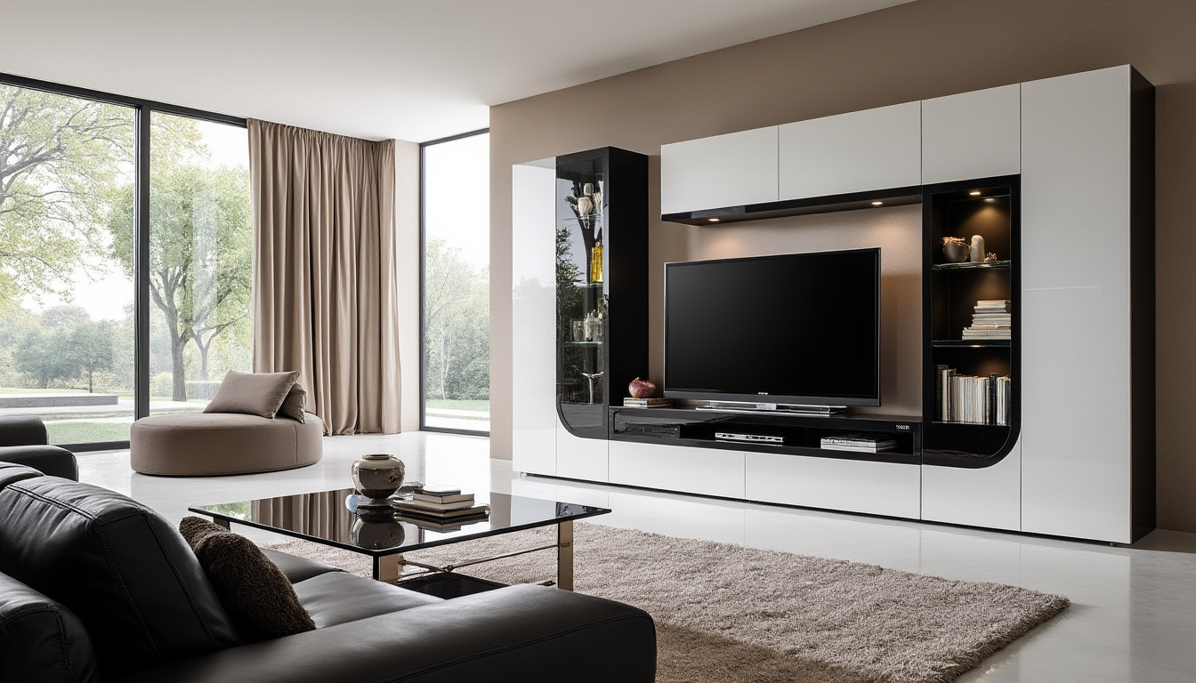 découvrez le meuble tv teneo noir et blanc, alliant parfaitement fonctionnalité et esthétique pour sublimer votre salon avec élégance et praticité.