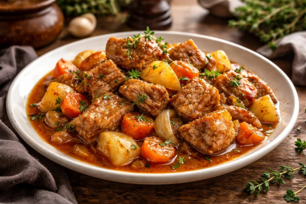 découvrez notre recette facile de sauté de porc en ragoût pour impressionner vos invités avec un plat savoureux et chaleureux.